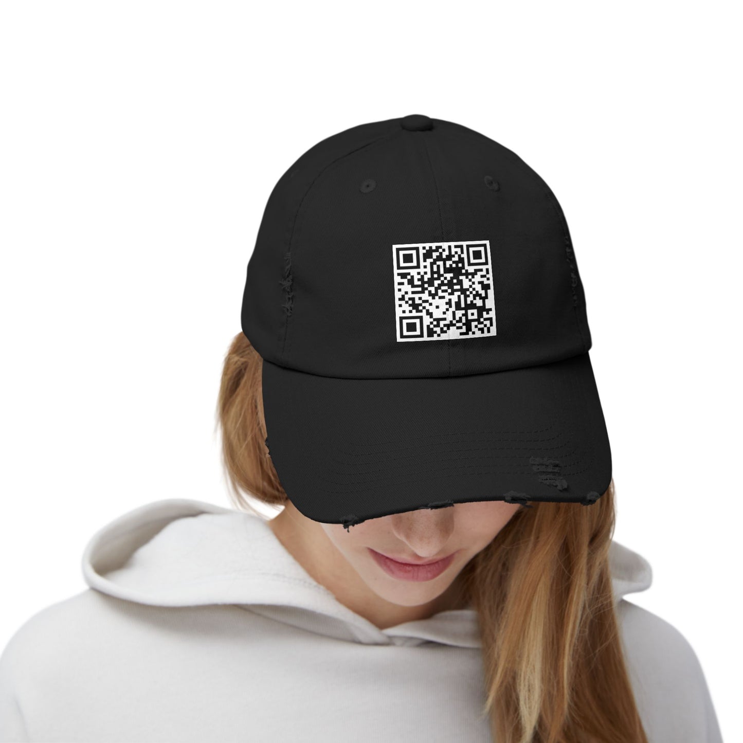 Is This Your Card? - QR Code - Queen of Hearts - Unisex Distressed Cap