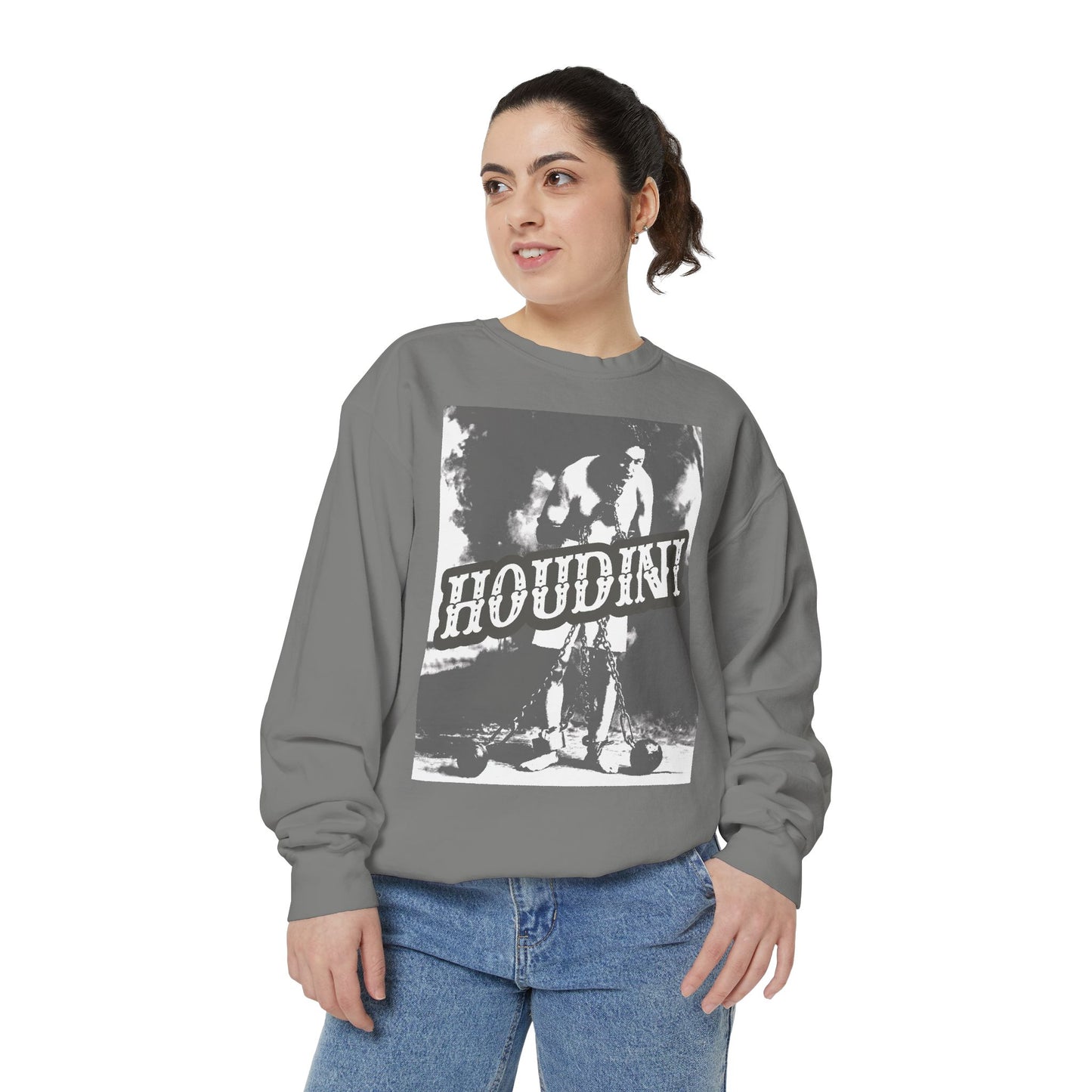 Houdini Unisex Graphic Sweatshirt, Cozy Fashion, Gift for Magic Lovers, Vintage Style, Casual Wear, Perfect for Fall