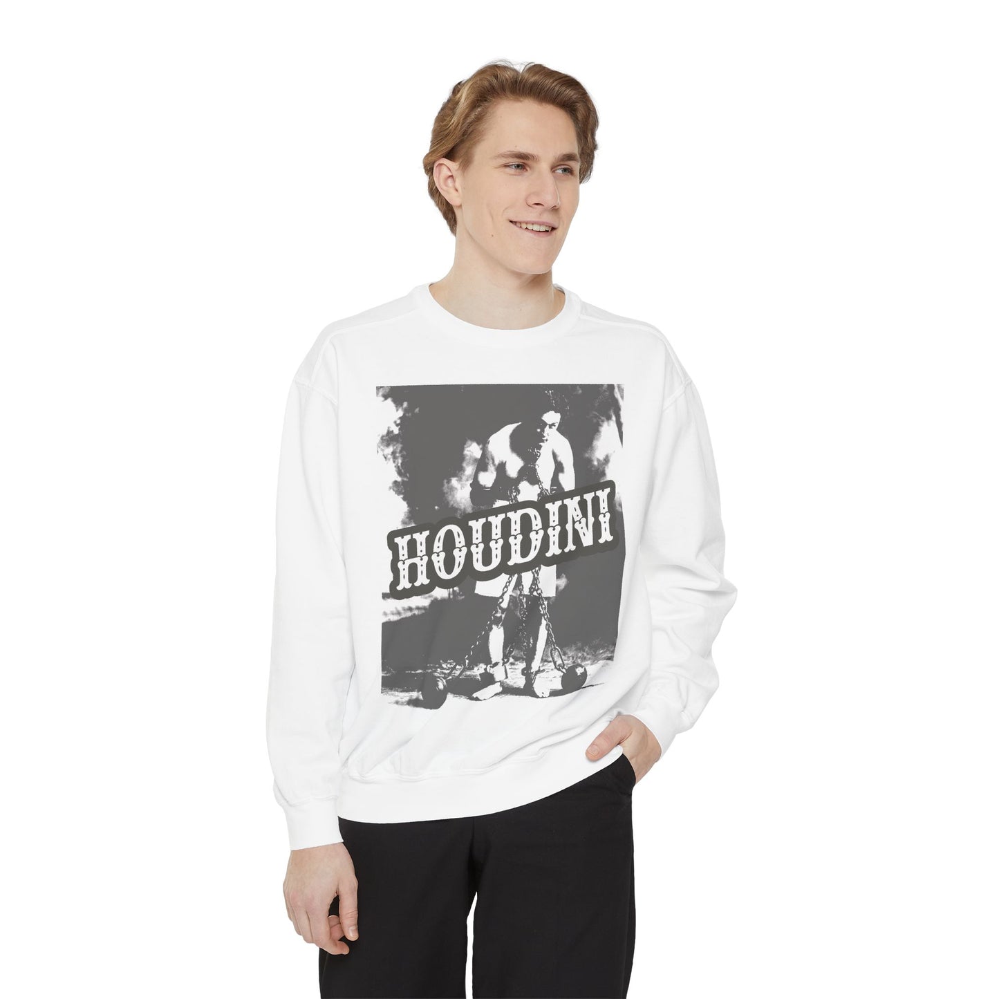 Houdini Unisex Graphic Sweatshirt, Cozy Fashion, Gift for Magic Lovers, Vintage Style, Casual Wear, Perfect for Fall