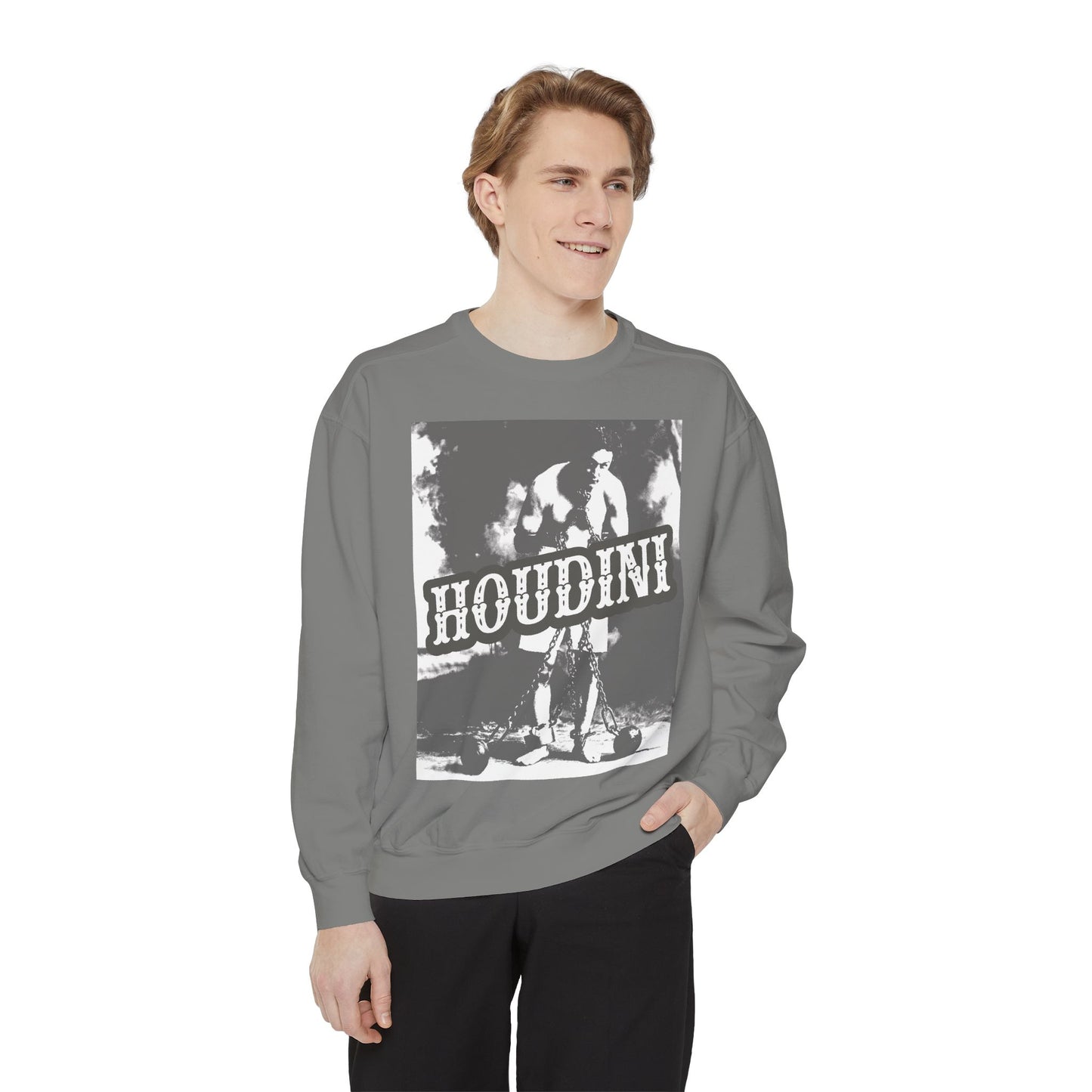 Houdini Unisex Graphic Sweatshirt, Cozy Fashion, Gift for Magic Lovers, Vintage Style, Casual Wear, Perfect for Fall