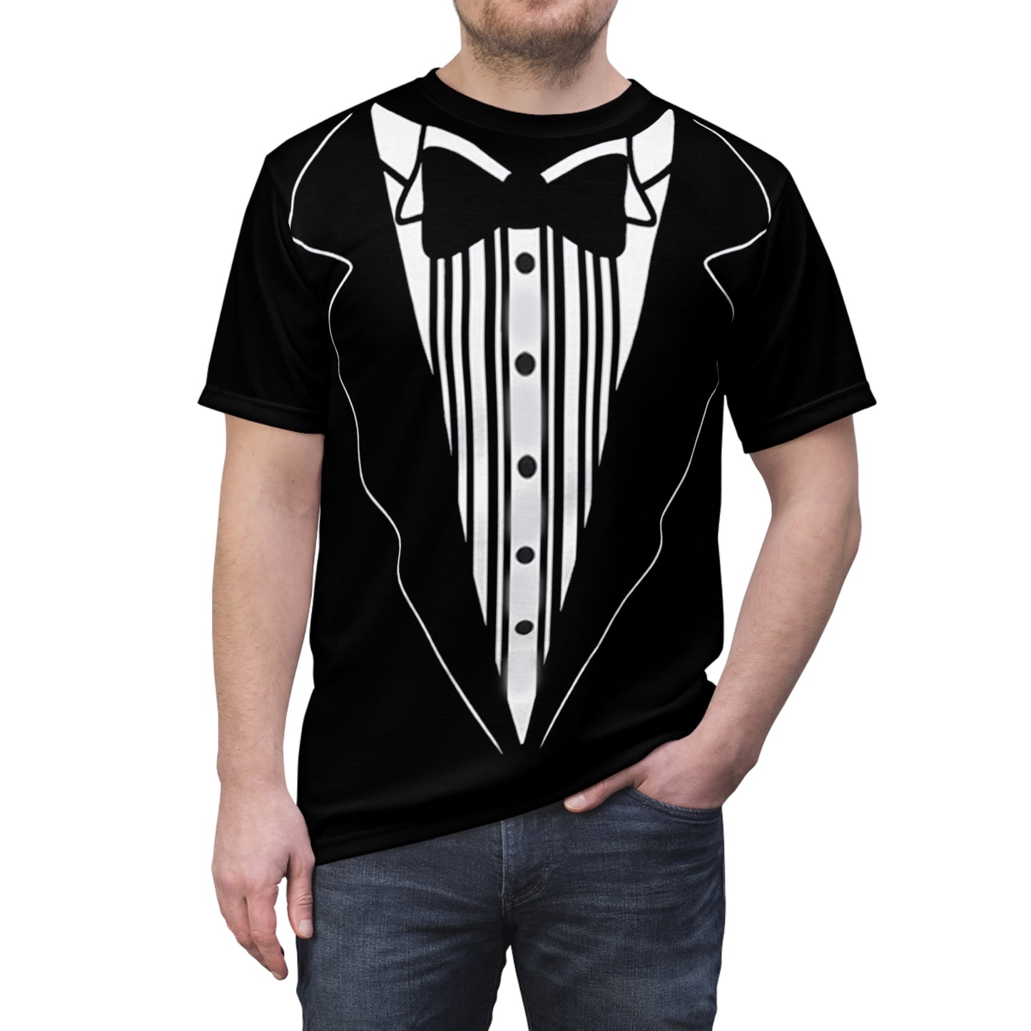 Formal Tuxedo Tee - Unisex Cut & Sew, Perfect for Weddings, Parties, Fun Events, Holiday Celebrations, Dressy Casual Wear